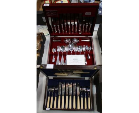 John Stephenson cased cutlery set together with Earlier cased knife and fork set. 