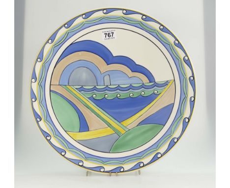 Poole pottery Studio charger "Isle of Purbeck" signed karen Brown 1998, diameter 44cm