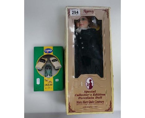 A Regency special collectors edition porcelain doll "Mary Mary" and Corgi boxed Jaguar 1953 Rally Set  (2)