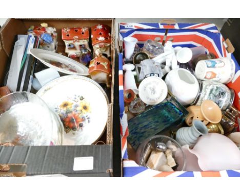 A collection of mixed items to include Royal Albert decorated plates, novelty ceramic train set, ceramic animals, etc. (2 tra