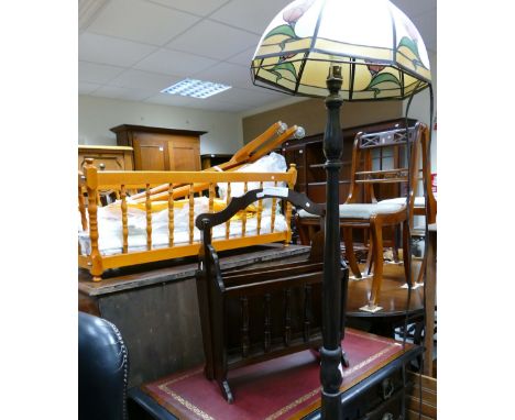 A collection of items to include crib, standard lamp and magazine rack (3)