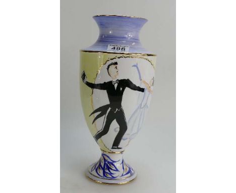 Emma Bailey Ceramic vase decorated with Bride and Groom gilded and in original presentation box height 33cm 