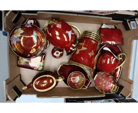 A large collection of Carltonware Rouge-Royale to include: water jugs, tea pots, trinket boxes, large bowl, etc (14).