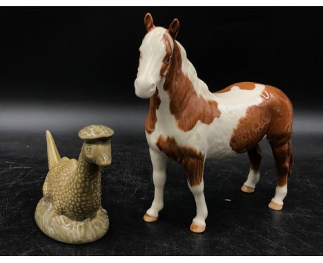 Beswick horse 16cm at tallest point along with a Beswick Beneagles scotch whisky Loch Ness Monster. 