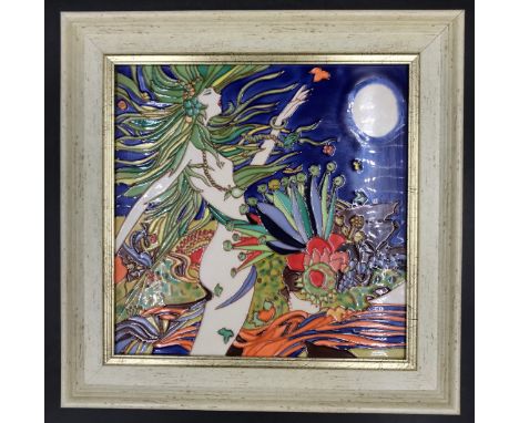 An Art Nouveau style framed tile 30 x 30cm. 