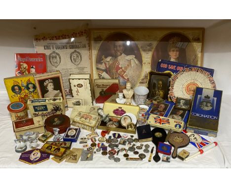 A large collection of Royal memorabilia to include six empty chocolate boxes, (two Rowntrees, 1 Cadbury, 1 Carsons), 3 small 