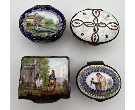 Four various 18thC patch boxes. 
