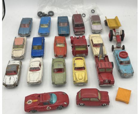 A collection of Corgi diecast toys to include Austin Seven, Austin A.60, Massey- Ferguson 30GWT trailer, Massey Ferguson-Trac