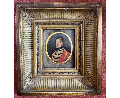 A 19thC portrait miniature of a soldier Lieutenant Francis Kennedy 51st regiment Kings Own Light Infantry campaigned from 181