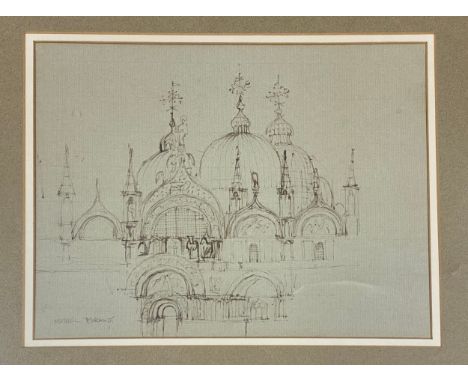 Muriel Brandt (1909-1981) Ink drawing of St Mark's Square Venice signed in pencil to lower left 22 x 30cm. 