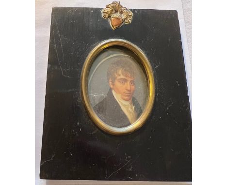 A portrait miniature on ivory of a gentleman. Frame size 12.5 x 10.5cm. Ivory submission reference TSERNJQ3. 