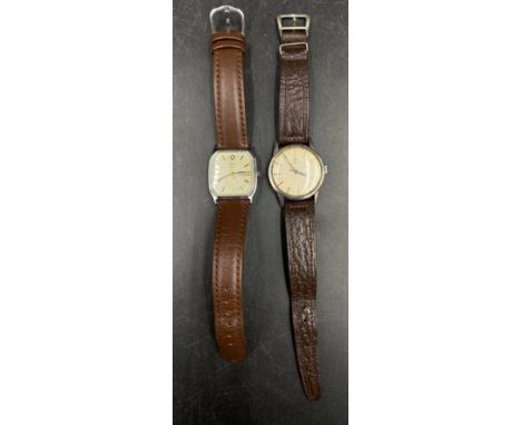A gent's stainless steel Omega wrist watch along with another gent's Timex wrist watch. 