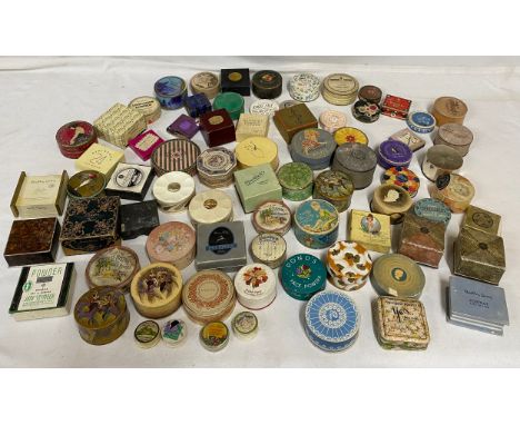 A collection of cosmetics, many still with contents, to include Bouquet complexion powder (Hammond's Hull Ltd), Yardley Powde