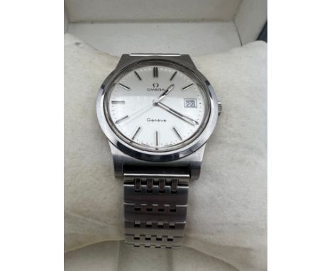 A 1970's Omega Geneve gentleman's manual wind stainless steel wristwatch. Case No. 1360102, Movement No. 35772978. Calibre 10