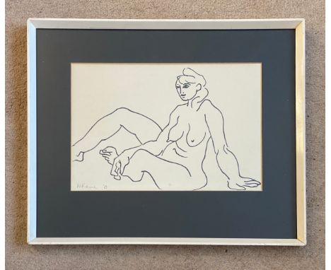 Michael Kane (1935) drawing, portrait of a nude 'Ruth' signed lower left M. Kane 63 visual image 23 x 34cm. 