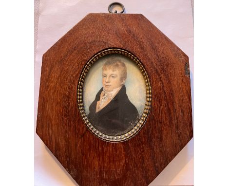 A portrait miniature on ivory of a gentleman by Ch. Hardy Newman Street 1805, exhibited at the Royal Academy 1806-1810.Frame 