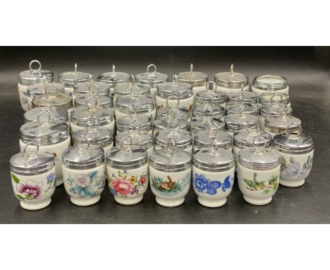 Large quantity of Royal Worcester egg coddlers comprising 16, 10cm to top of handle, 23, 9cm to top of handle plus two others