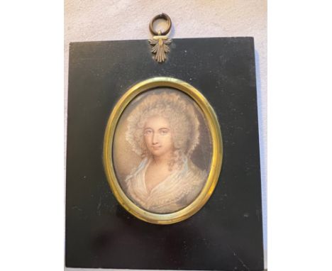Portrait miniature on ivory of Lady Fitzherbert circa 1800. Frame 13.5 x 11cm. Ivory submission reference KB6DGFDC. 