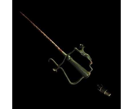 2nd-3rd century AD. A group of fittings from a cornu, a military musical instrument, comprising: a substantial bronze conical