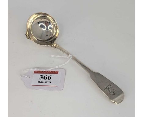 A George IV Irish silver ladle in the Fiddle pattern, maker James Le Bas, Dublin 1829, 1oz 