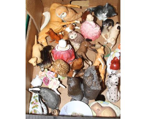 A collection of ceramic figures of animals to include Beswick and Goebel