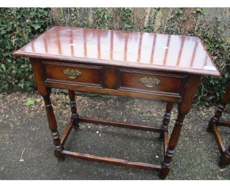 A good quality Cumpers of Salisbury, Georgian style oak side table with single inset drawer, 28 1/4"h x 30"w 