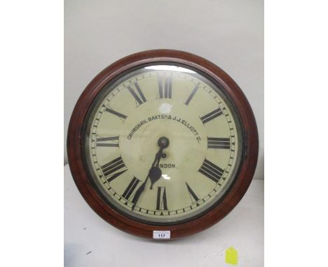 A late 19th/20th century 14", mahogany cased dial clock. The dial inscribed Grimshaw, Baxter &amp; J J Elliott, London. The c