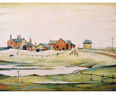 After Laurence Stephen Lowry R.A. (British, 1887-1976), Landscape with Farm Buildings, signed in pencil in the margin, with F