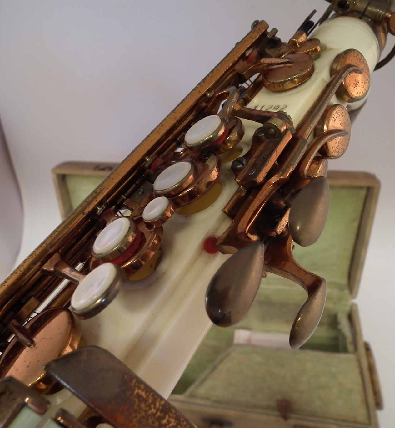 Grafton creamcoloured acrylic plastic alto saxophone, serial number