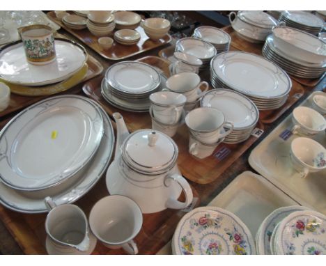 Six trays of legendary by Noritake Sri Lanka, New Destiny part tea and dinnerware items comprising tea cups and saucers, teap