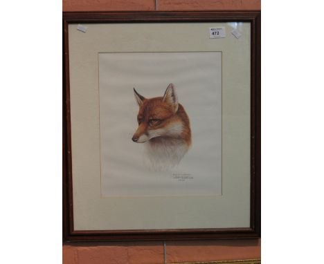 After Patrick A. Oxenham, study of a red fox, limited edition coloured print signed in pencil.  Framed and glazed.