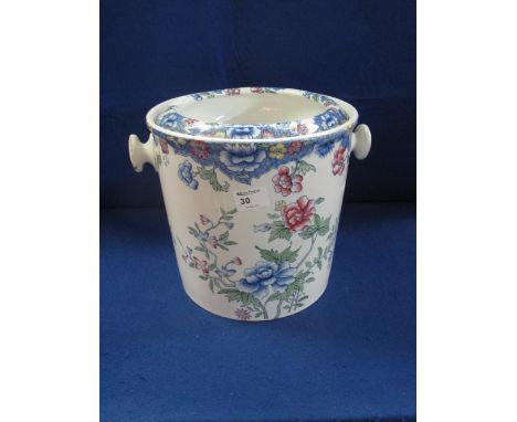 !9th Century Copeland Spode transfer printed, floral decorated pail with liner.  Printed marks.