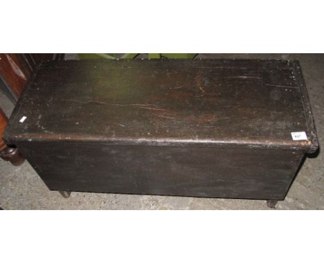 Rustic stained pine rectangular trunk.