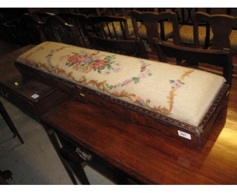 Victorian walnut tapestry upholstered fender stool.