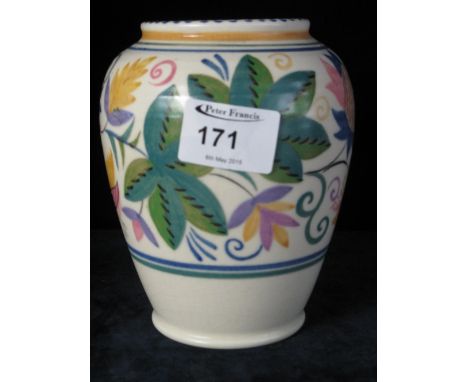 Poole pottery, baluster shaped, floral painted vase, having impressed, inscribed and incised and painted marks.