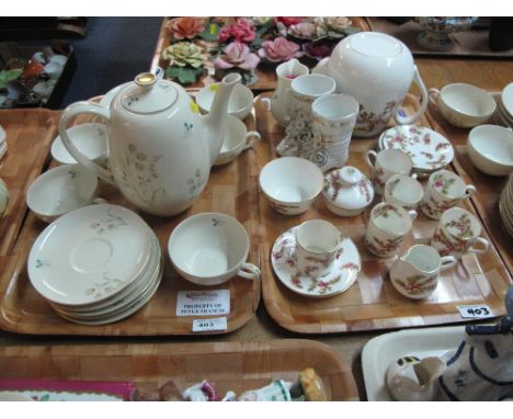 Three trays of various china to include; Argberg part tea ware items comprising; tea pot, cups, saucer, sucrier, plates, milk