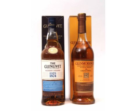 The Glenlivet Founders Reserve single malt Scotch Whisky 70cl and Glenmorangie 10yo, 70cl, (1 bottle of each)  