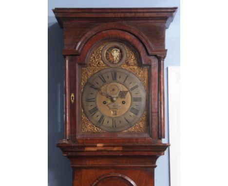 Late 18th century walnut cased 8-day longcase clock, John Burputt - London, the case with arched door and overhanging moulded