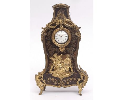 Early 19th century French pocket watch stand, modelled in the form of a French boule bracket clock with detachable faceted pe