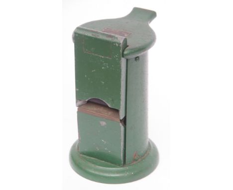 Cast iron steel and brass ticket stamp machine, Waterlow &amp; Sons Ltd, Manufacturers, London, No 2564D of typical green pai