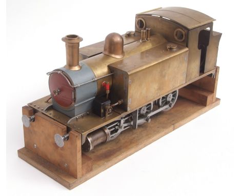 Model live steam engine "Rob Roy" 0-6-0T, 3 1/2 ins gauge of brass, iron and steel construction mounted on a wooden stand and