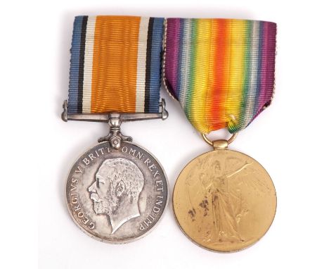 WWI pair comprising British War Medal and Victory Medal, impressed G-22359 Pte F W Smith, The Queen's R (2)  