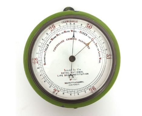 Early 20th century aneroid barometer, Negretti &amp; Zambra - London "Fisherman's Aneroid Barometer, issued by the Royal Nati