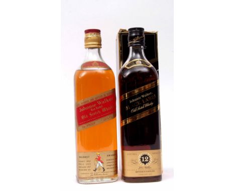 Johnnie Walker Red Label Scotch Whisky and a further bottle of Black Label (1 in carton) (2 in all) 