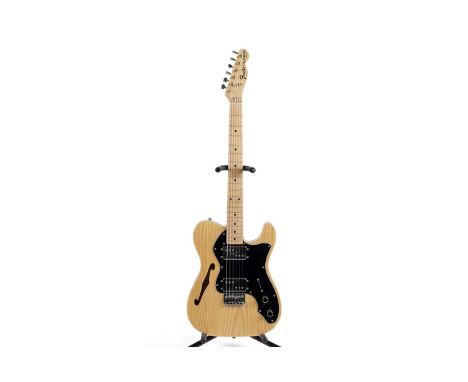 A Fender Japan 70's Thinline Custom Telecaster, serial number B0xxx84, with maple 'bullet' neck, natural finish, fitted with 