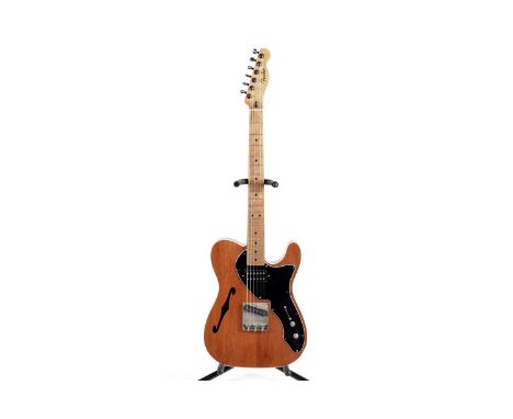 A T-style Thinline guitar with Fender Mexico neck, mahogany chambered bound body, made up, soft case.Note: This is a made up 
