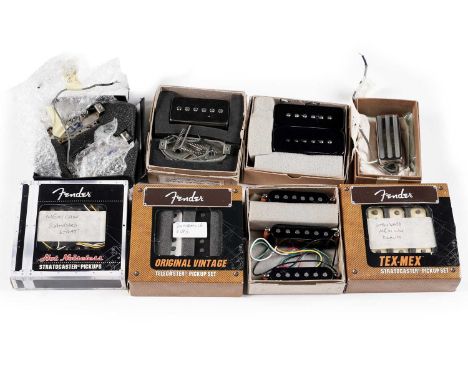 A selection of guitar pickups, including: two Fender Mexico Standard Strat sets; a Fender Nashville Strat set; a Bare Knuckle