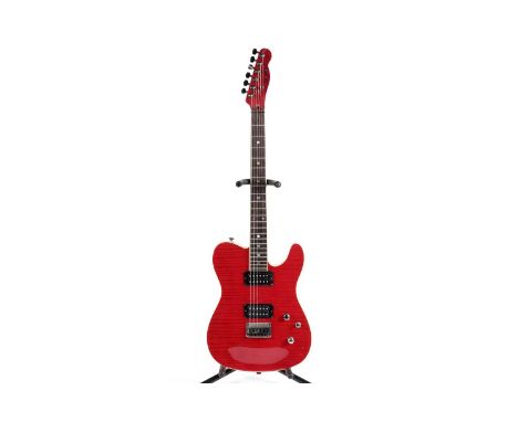 A Fender Korea Set Neck Telecaster, with flamed maple capped mahogany body, bound top and neck, cherry finish, fitted with tw