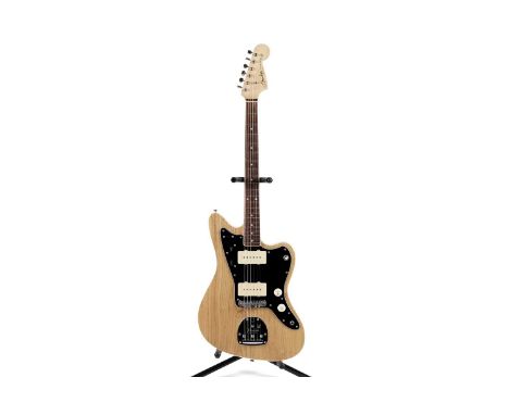 A Fender Japan Custom Bound Jazzmaster, serial number JD13xxxx64, natural bound ash body, fitted with two cream soapbar picku