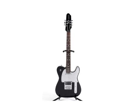 A Fender Mexico JS Telecaster, black with custom neck and body, fitted with a humbucker and single coil, soft case.Note: Prob